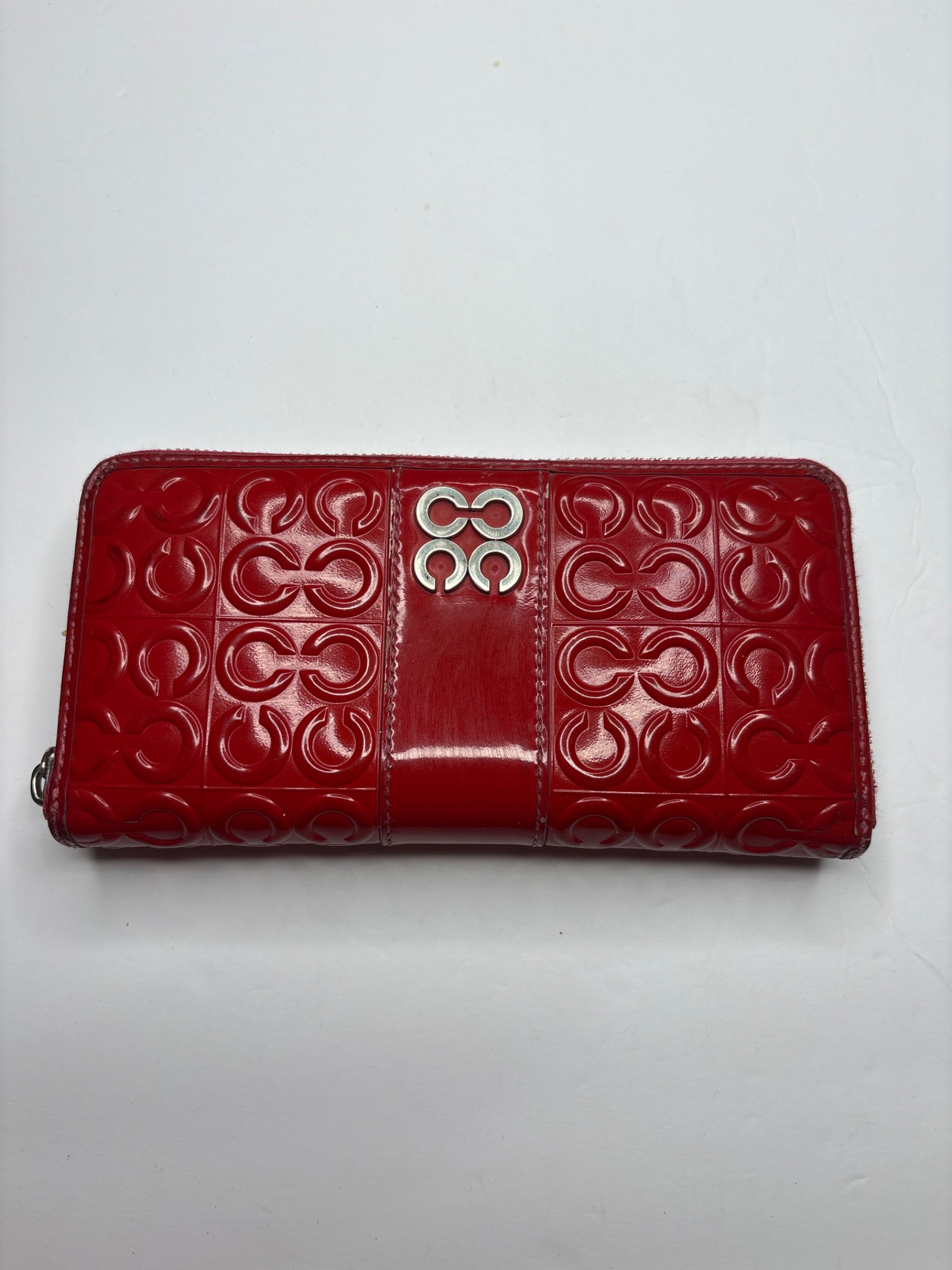 Coach Red Patent Leather Signature Zip Around Wallet — photo 2