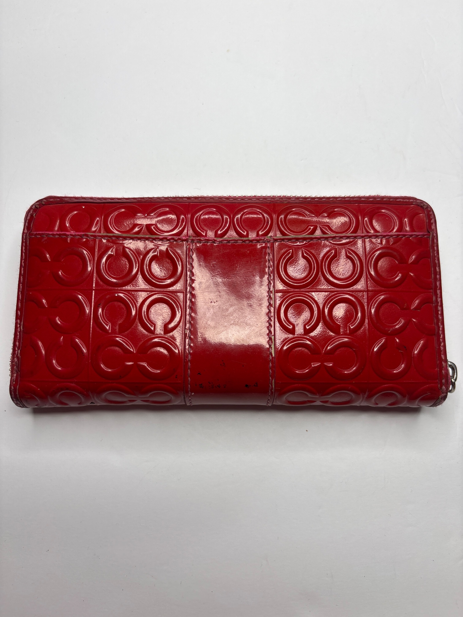 Coach Red Patent Leather Signature Zip Around Wallet — photo 3