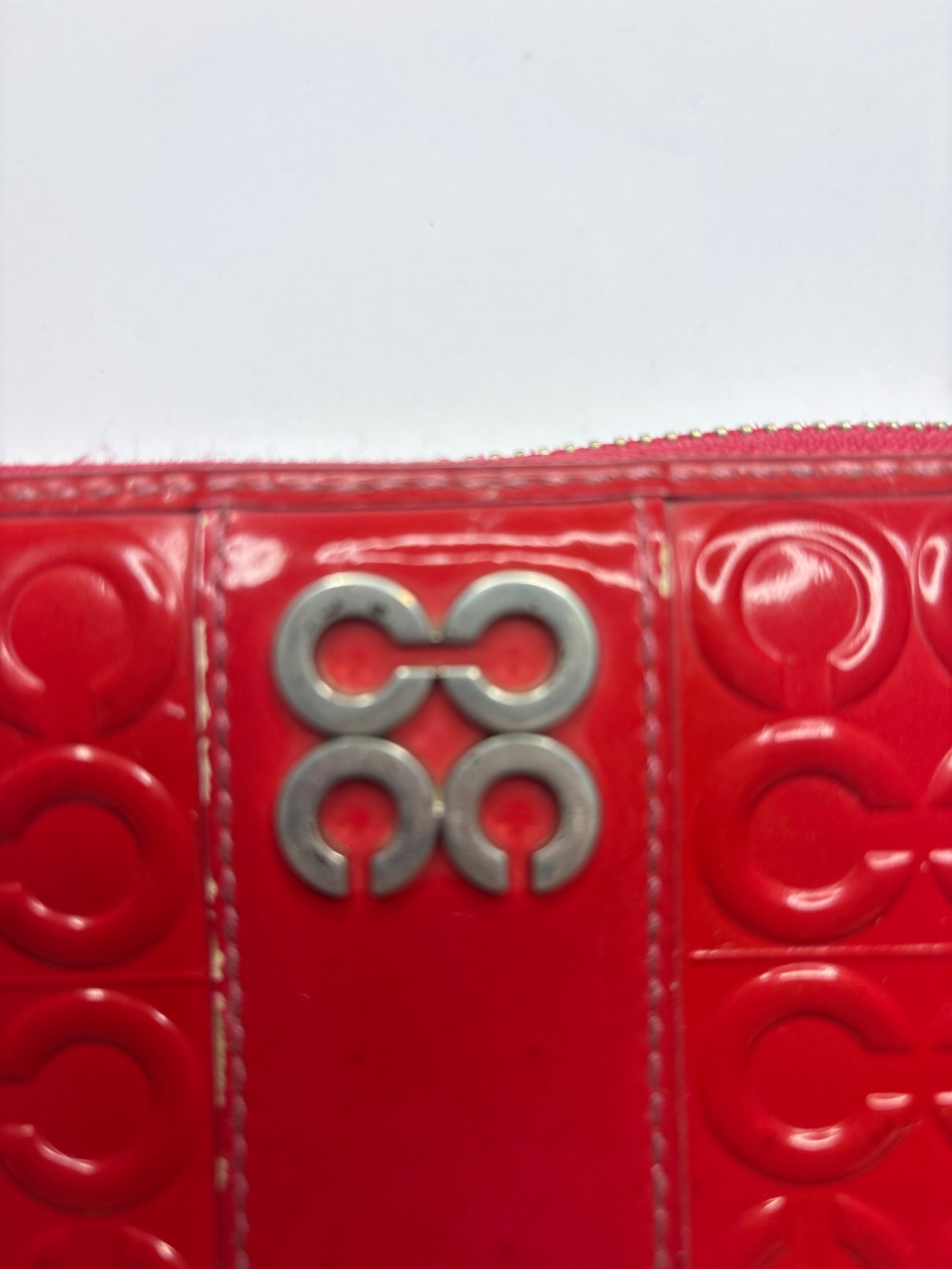 Coach Red Patent Leather Signature Zip Around Wallet — photo 6