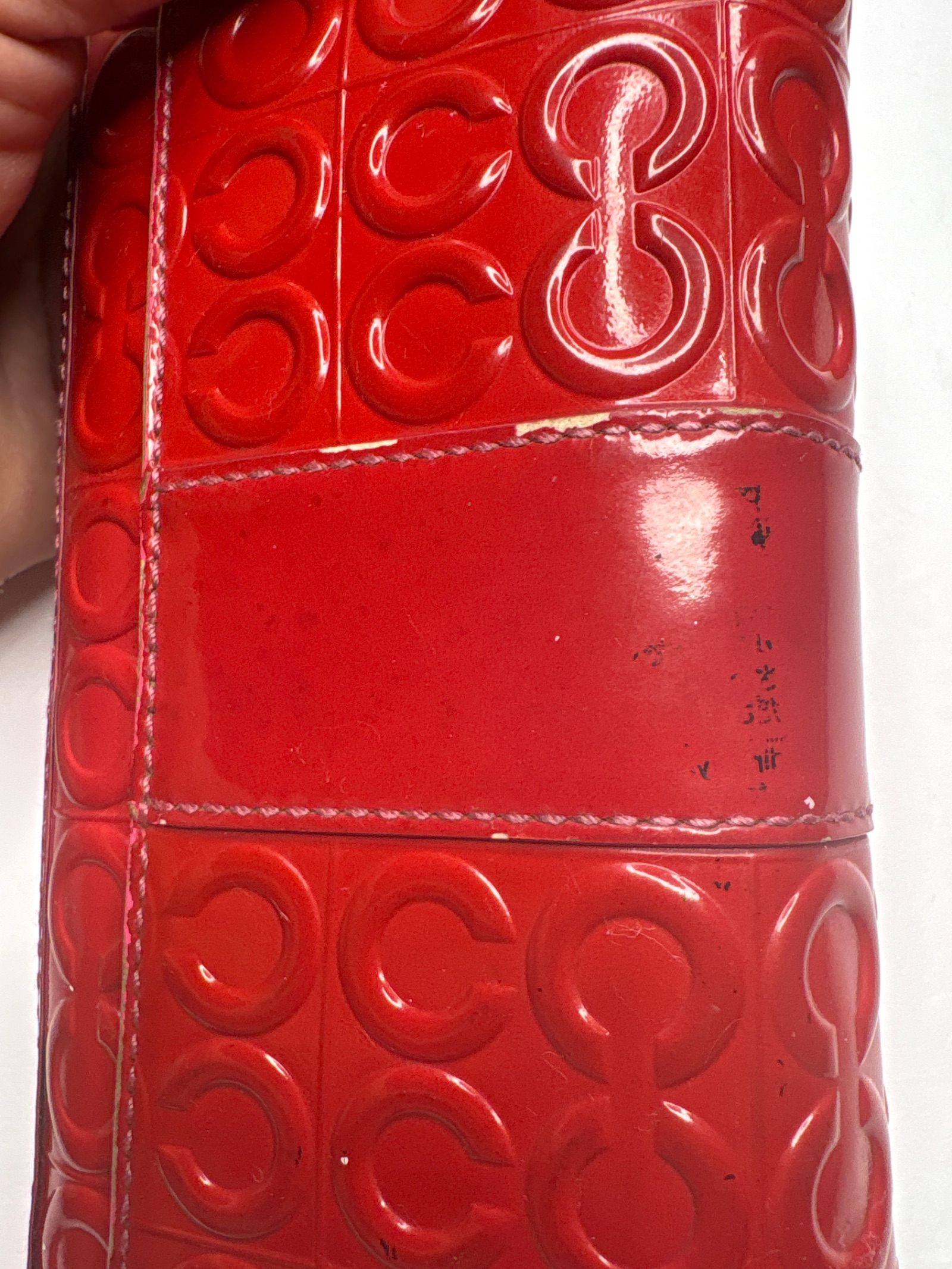 Coach Red Patent Leather Signature Zip Around Wallet — photo 7