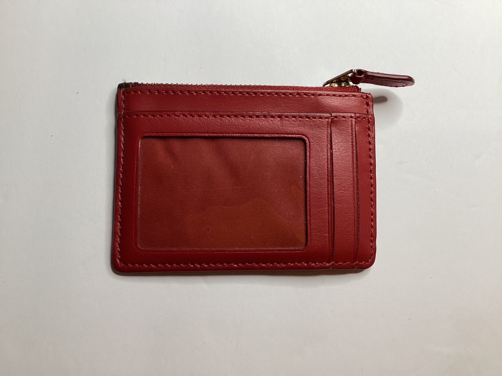 Coach Zip Card Case in Brown and Red Leather — photo 3